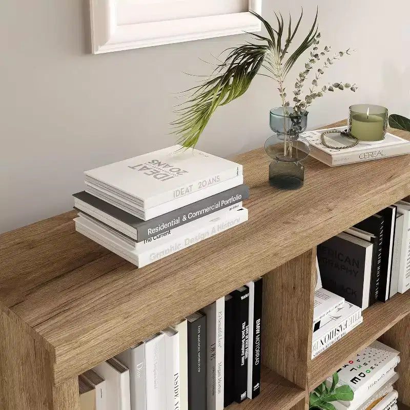 Scaffale Portaoggetti con 6 Cubi in Legno 53"H, Libreria Autoportante