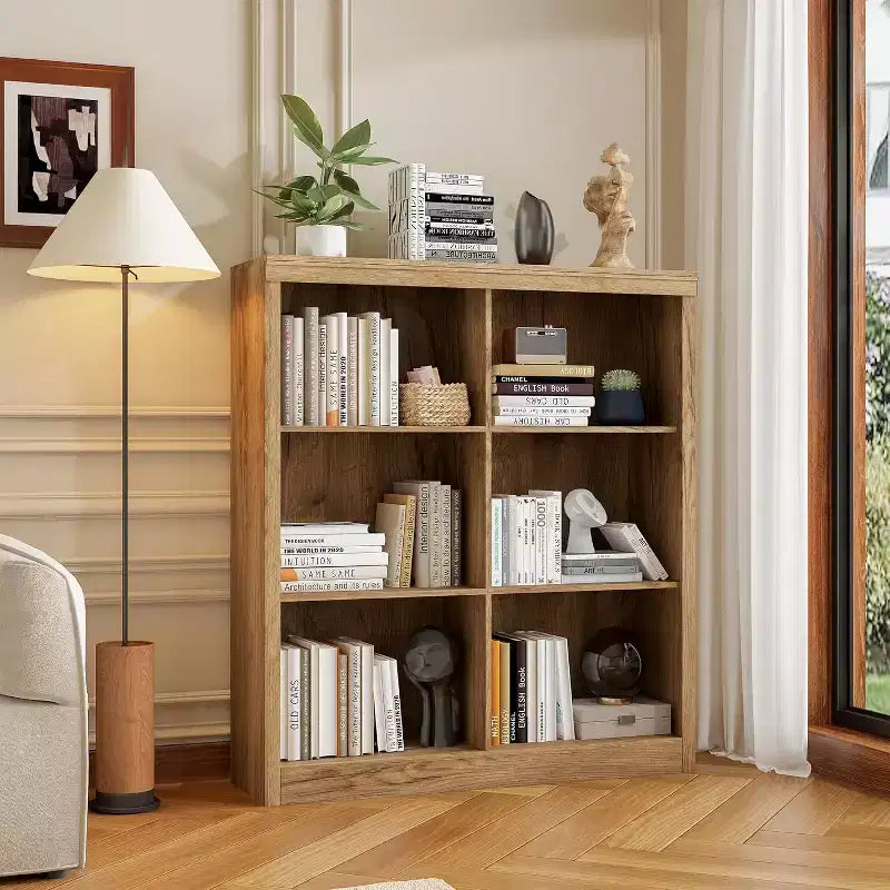 Scaffale Portaoggetti con 6 Cubi in Legno 53"H, Libreria Autoportante
