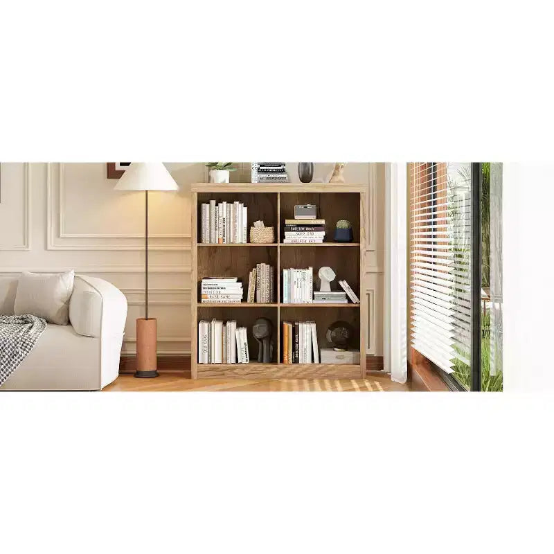 Scaffale Portaoggetti con 6 Cubi in Legno 53"H, Libreria Autoportante