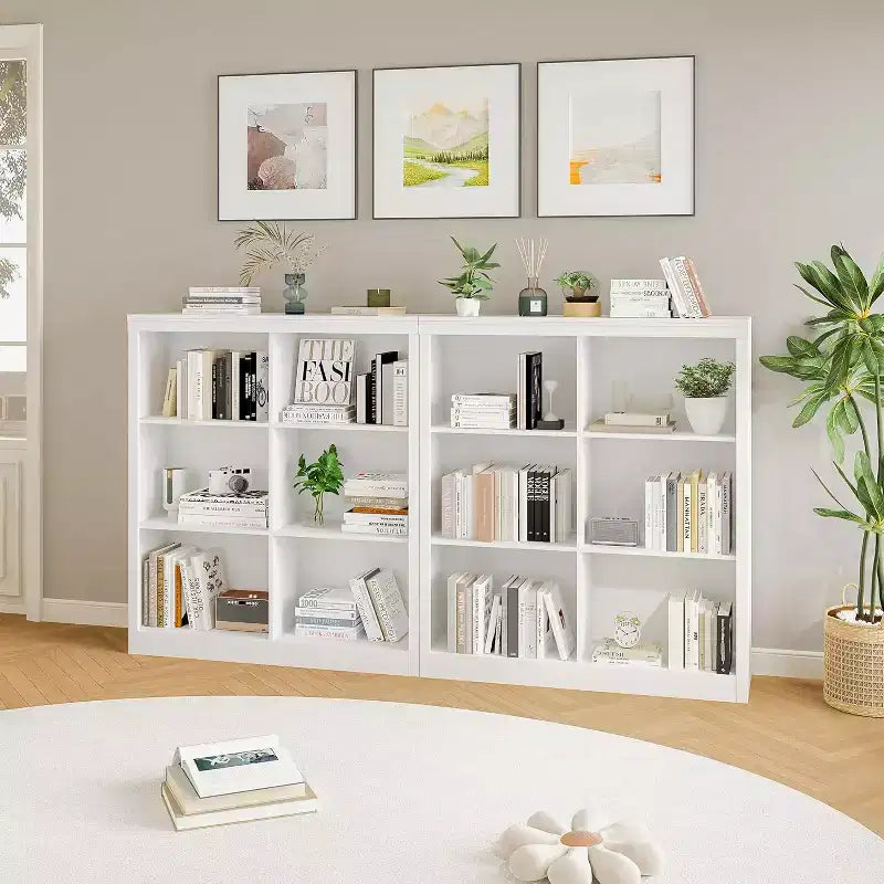 Scaffale Portaoggetti con 6 Cubi in Legno 53"H, Libreria Autoportante