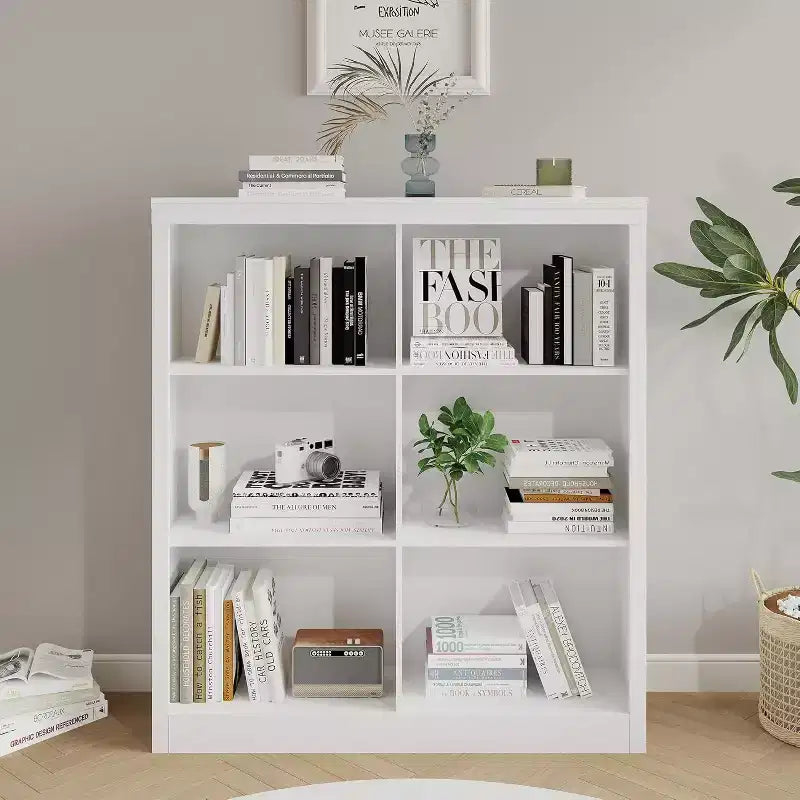 Scaffale Portaoggetti con 6 Cubi in Legno 53"H, Libreria Autoportante
