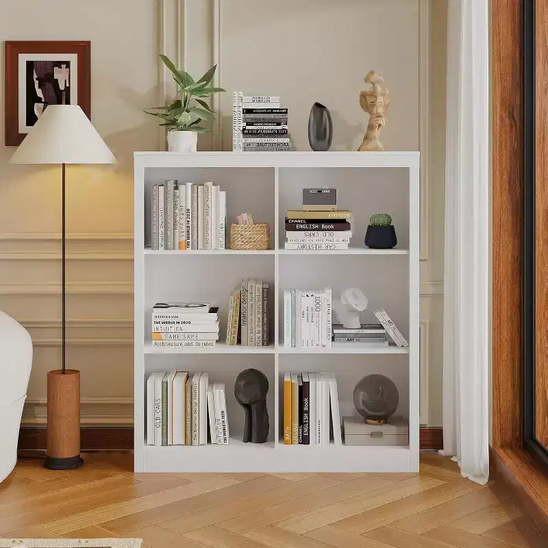 Scaffale Portaoggetti con 6 Cubi in Legno 53"H, Libreria Autoportante