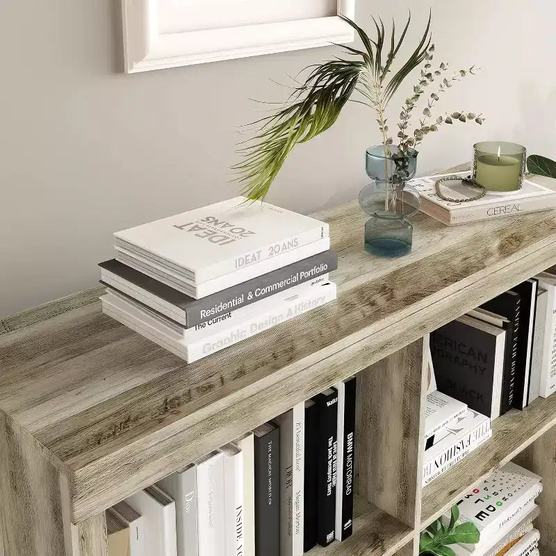 Scaffale Portaoggetti con 6 Cubi in Legno 53"H, Libreria Autoportante