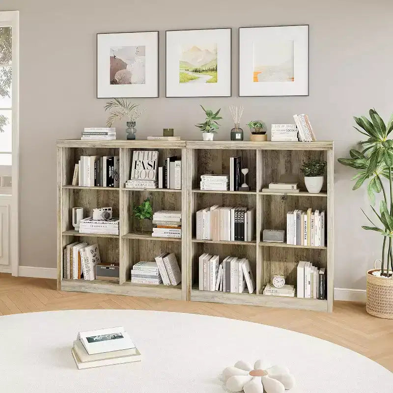 Scaffale Portaoggetti con 6 Cubi in Legno 53"H, Libreria Autoportante