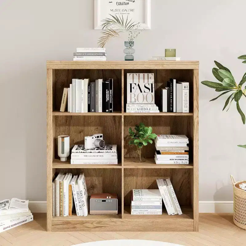 Scaffale Portaoggetti con 6 Cubi in Legno 53"H, Libreria Autoportante