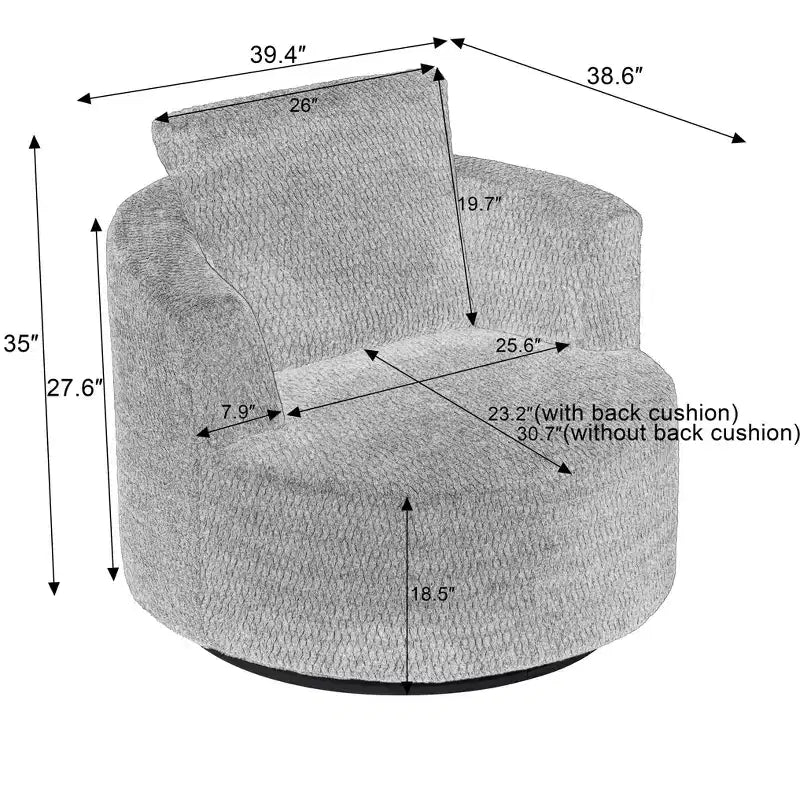 Poltrona a botte girevole a 360 gradi con rivestimento in pelliccia sintetica e struttura in legno massello