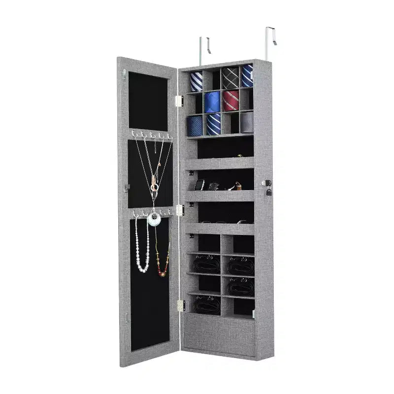 Specchio a figura intera da parete in MDF con portagioie e serratura di sicurezza 14,3''x43,3''