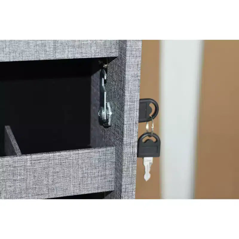 Specchio a figura intera da parete in MDF con portagioie e serratura di sicurezza 14,3''x43,3''