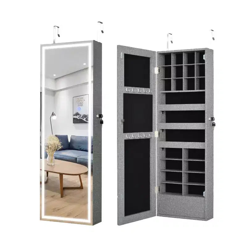 Specchio a figura intera da parete in MDF con portagioie e serratura di sicurezza 14,3''x43,3''