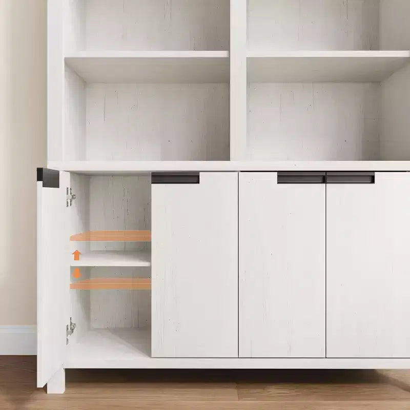 Libreria in legno a 5 ripiani doppia larghezza con ante e ripiano regolabile 120x30x180 cm