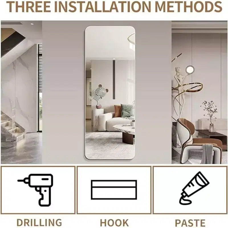 Metal Frame Full Body Wall Mirror with Round Corners 23.62''x64.9''