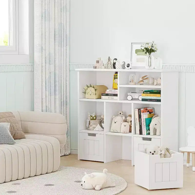 MDF Kids Toy Storage Cabinet with 3 Drawers and 6 Cube Compartments 39.4''x13''x35''