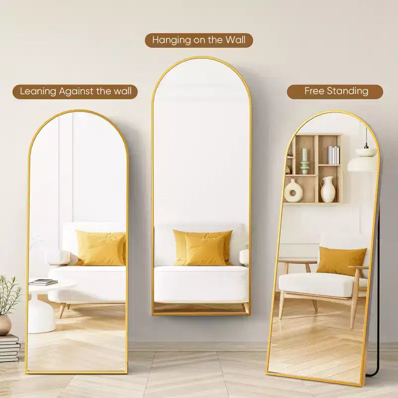 Aluminum Alloy Freestanding Full Length Mirror with Metal Stand 25.5''x70.4''