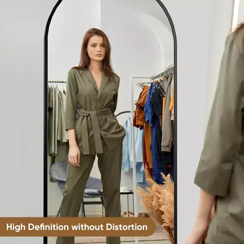 Aluminum Alloy Freestanding Full Length Mirror with Metal Stand 25.5''x70.4''