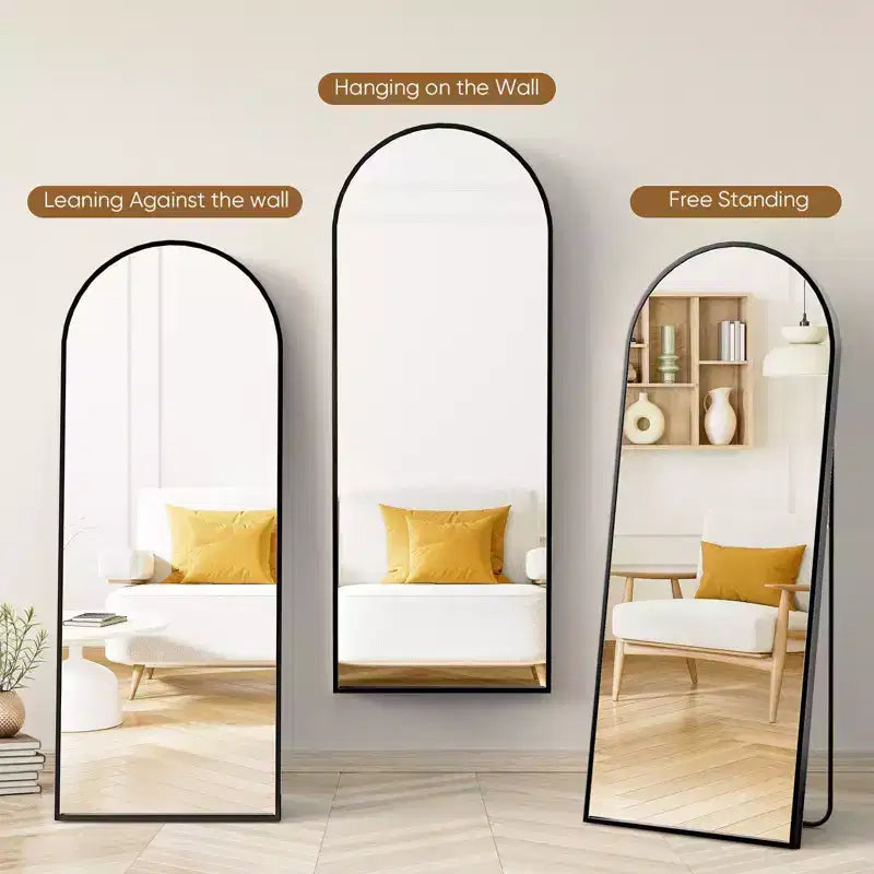 Aluminum Alloy Freestanding Full Length Mirror with Metal Stand 25.5''x70.4''