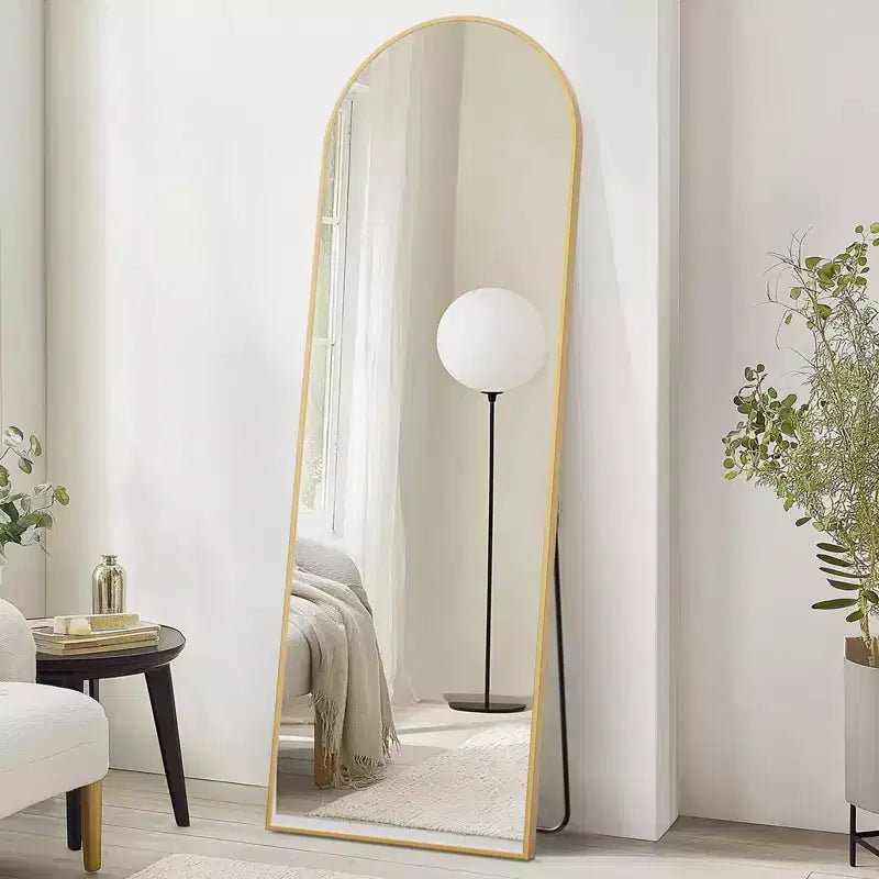 Aluminum Alloy Freestanding Full Length Mirror with Metal Stand 25.5''x70.4''