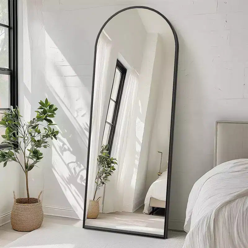 Aluminum Alloy Freestanding Full Length Mirror with Metal Stand 25.5''x70.4''