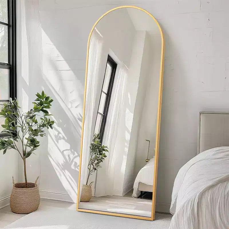 Aluminum Alloy Freestanding Full Length Mirror with Metal Stand 25.5''x70.4''