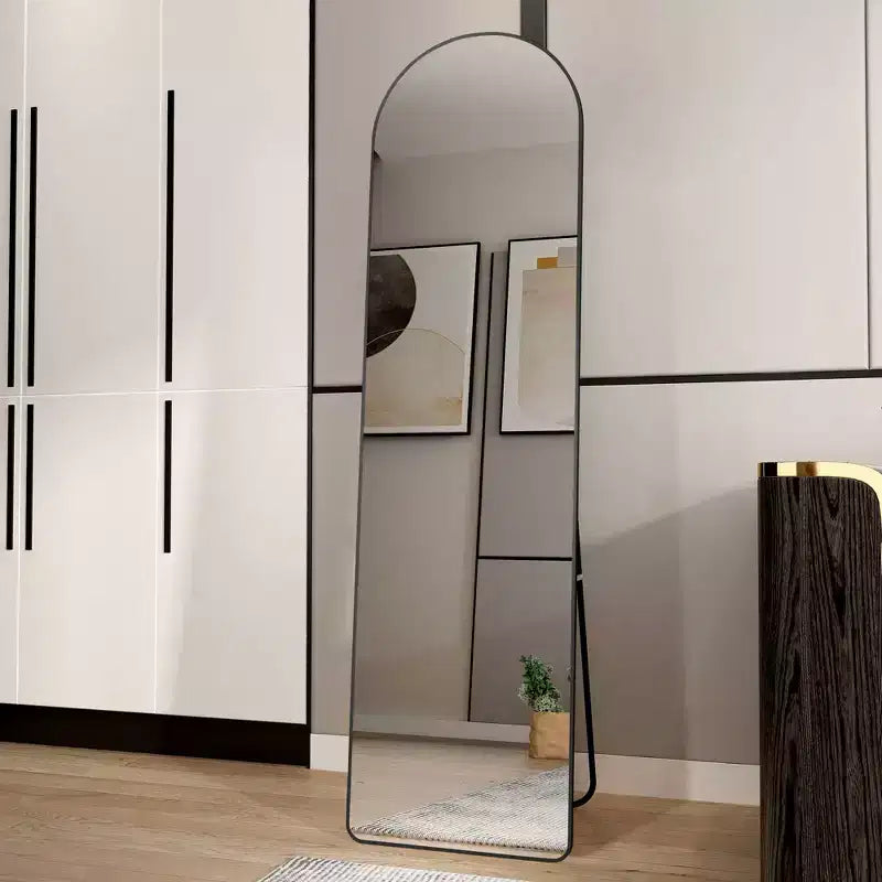 Aluminum Alloy Arched Freestanding Full Body Mirror Black 16.5''x59.8''