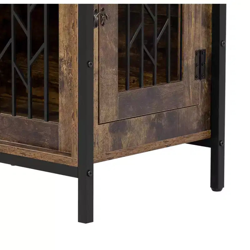 Mobile contenitore 2 in 1 in legno e metallo con comparto cuccia 80x42x150 cm