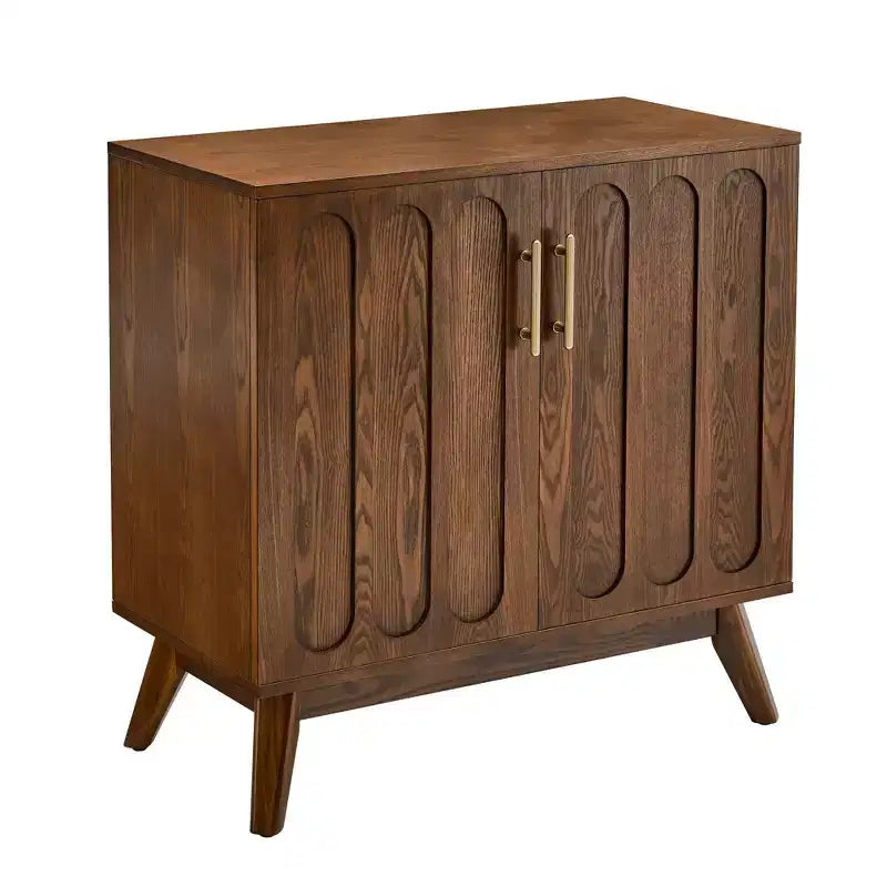 Mobile Contenitore in MDF a Due Ante con Gambe Mid-Century Marrone 80x40x80 cm