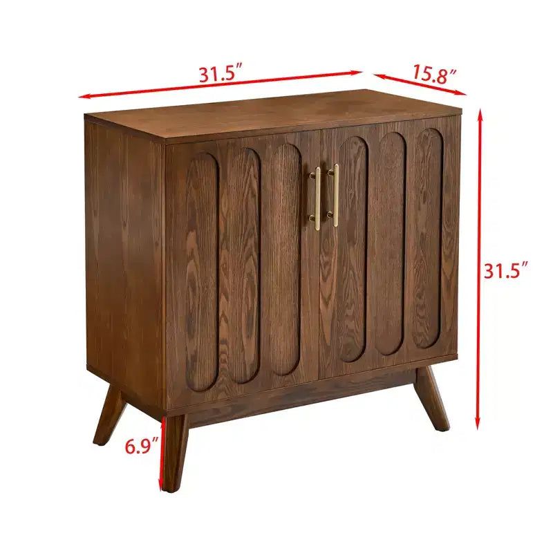 Mobile Contenitore in MDF a Due Ante con Gambe Mid-Century Marrone 80x40x80 cm