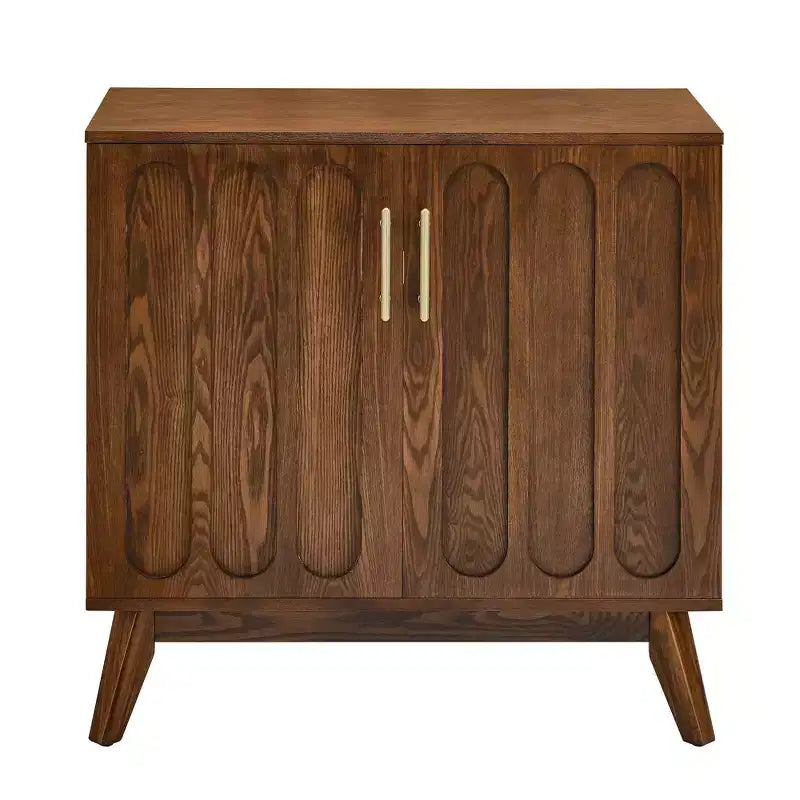 Mobile Contenitore in MDF a Due Ante con Gambe Mid-Century Marrone 80x40x80 cm