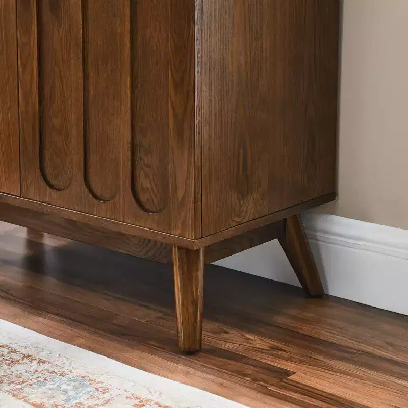 Mobile Contenitore in MDF a Due Ante con Gambe Mid-Century Marrone 80x40x80 cm