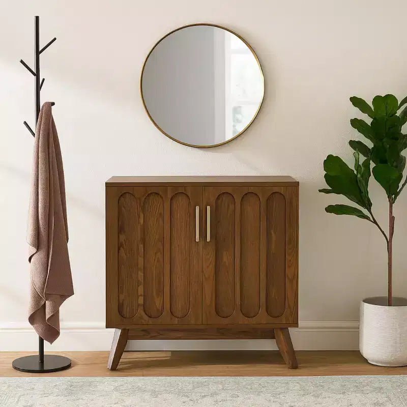 Mobile Contenitore in MDF a Due Ante con Gambe Mid-Century Marrone 80x40x80 cm