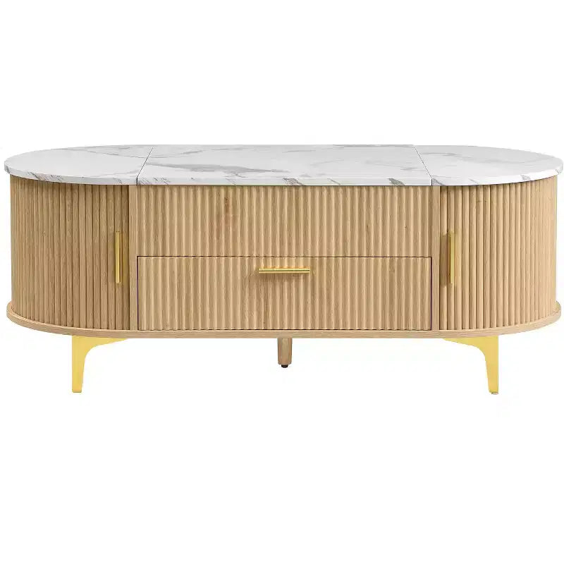 Tavolino con Ripiano Sollevabile in MDF e Vano Portaoggetti Nascosto 120x56x46 cm