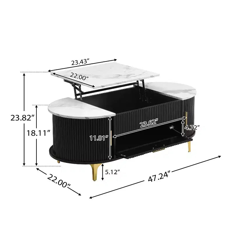 MDF Lift-Top Coffee Table with Hidden Storage 47.24''x22''x18.11''