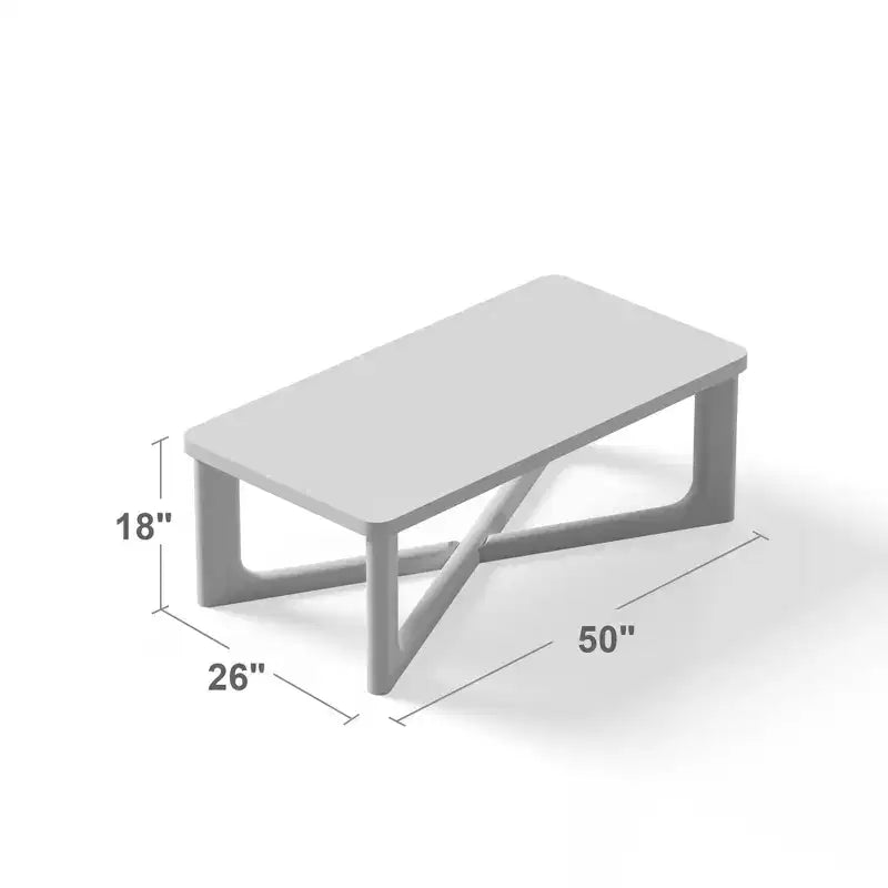 Tavolino da caffè rettangolare in legno massello con gambe incrociate Nero 50''x26''x18''