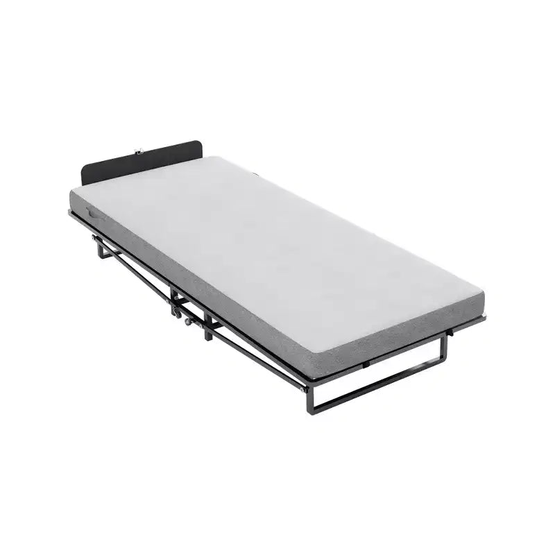 Bellemave Metal Folding Bed Frame with Foam Mattress of Pockets, Easy Storage and Movable with 4 Castors