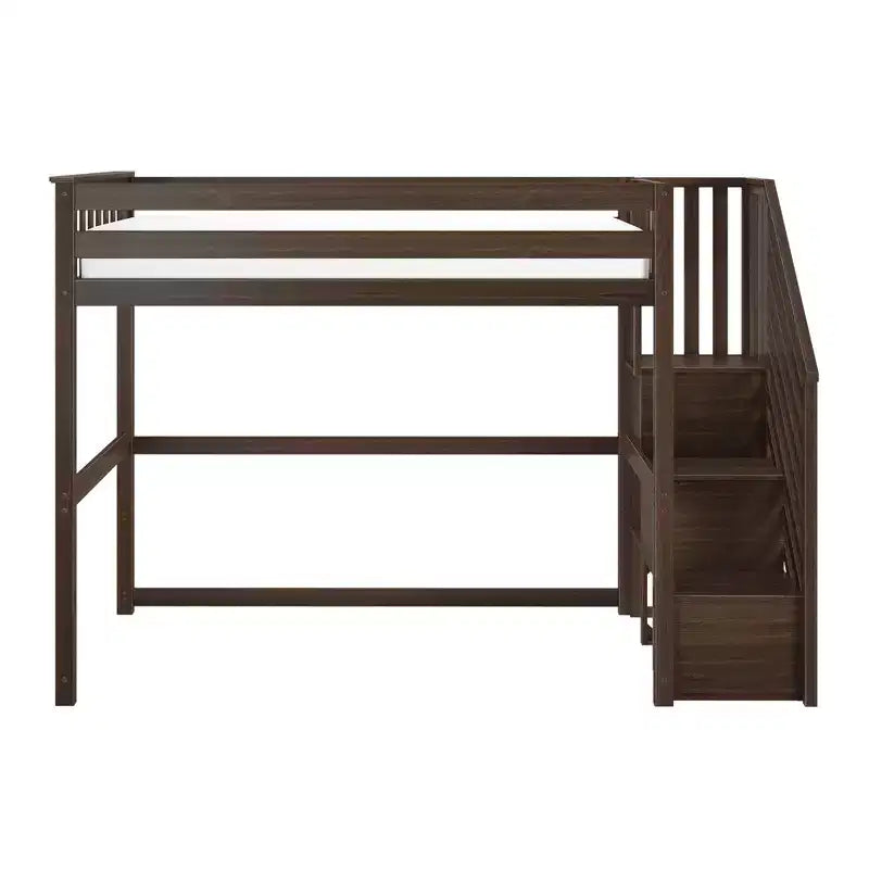Letto a soppalco alto classico con scala