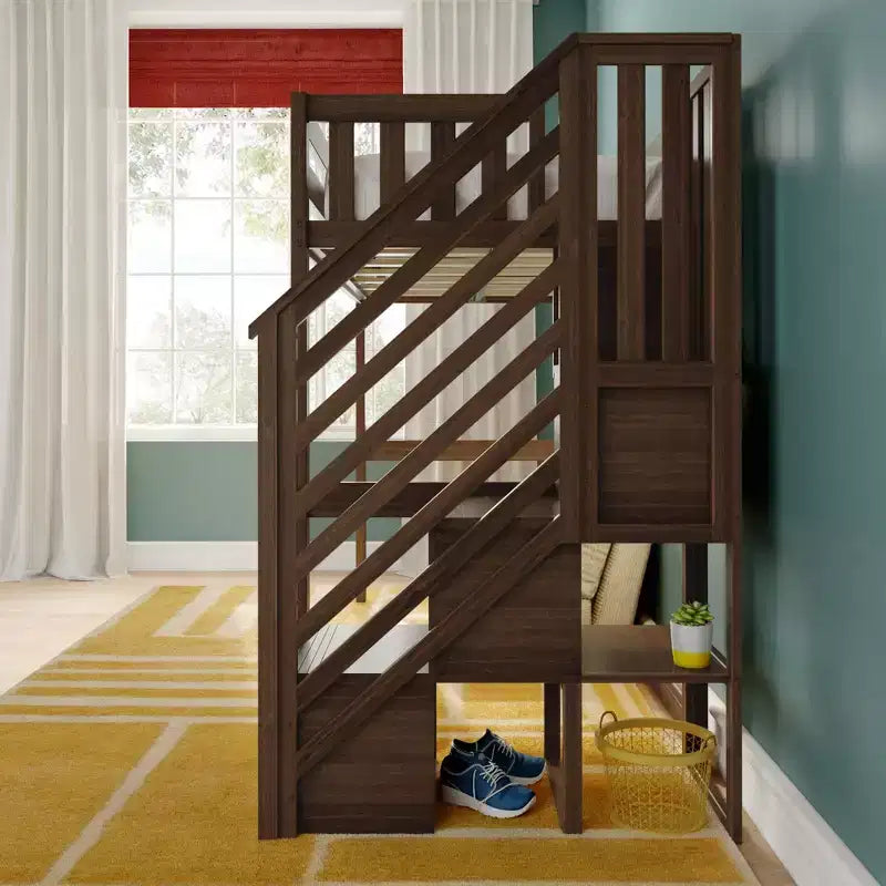 Letto a soppalco alto classico con scala