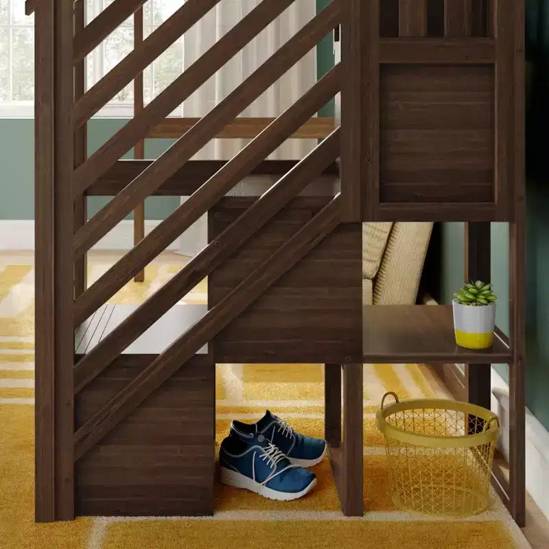 Letto a soppalco alto classico con scala