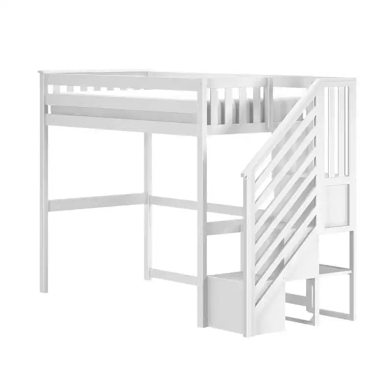 Letto a soppalco alto classico con scala