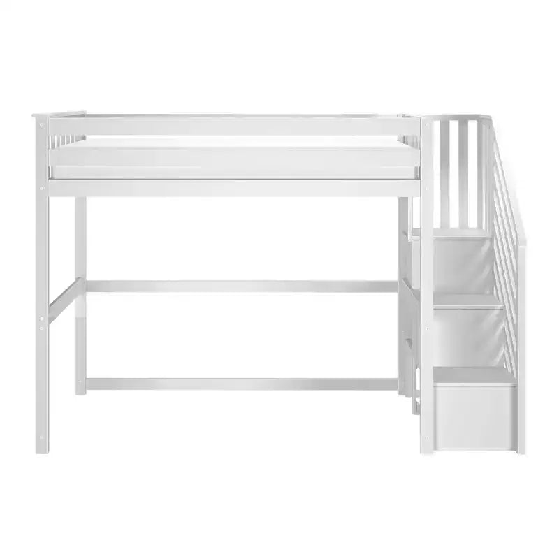 Letto a soppalco alto classico con scala