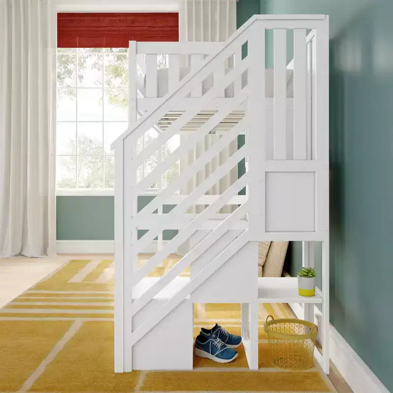 Letto a soppalco alto classico con scala