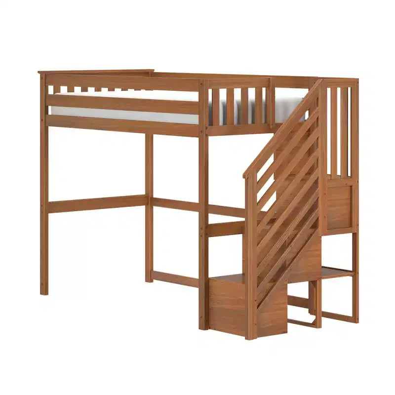 Letto a soppalco alto classico con scala