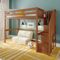 Letto a soppalco alto classico con scala