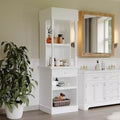 Famapy White Tall Display Cabinet & Storage Cabinet  Decorative Shelves + Drawer, Versatile for Home Spaces