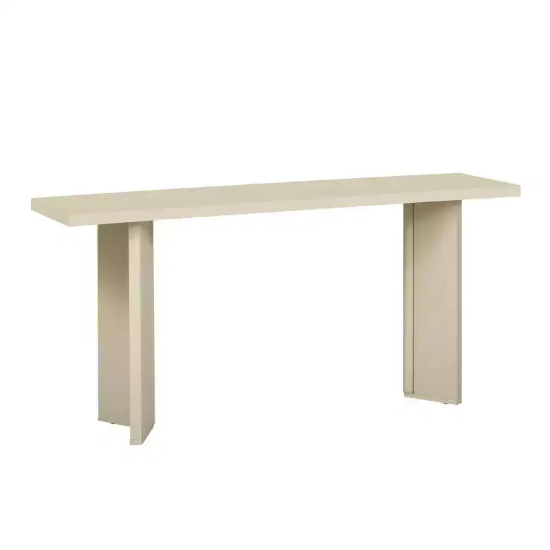Consolle da fattoria minimalista in legno con gambe geometriche