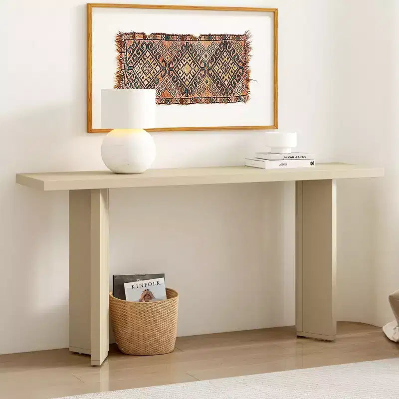 Minimalist Wood Console Table with Geometric Legs, Farmhouse Wood Entryway Table for Living Room and Entryway