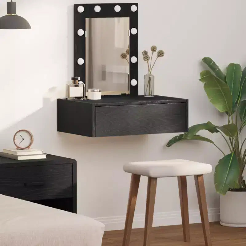 Clihome Modern Minimalist Dressing Table, Elegant Vanity with Clear Mirror and Smart Storage Drawers Design for Daily Organization