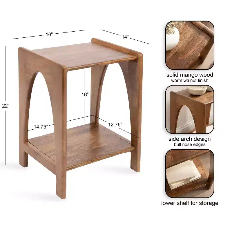Tavolino in legno noce marrone 16x14x22 – Accento moderno per soggiorno