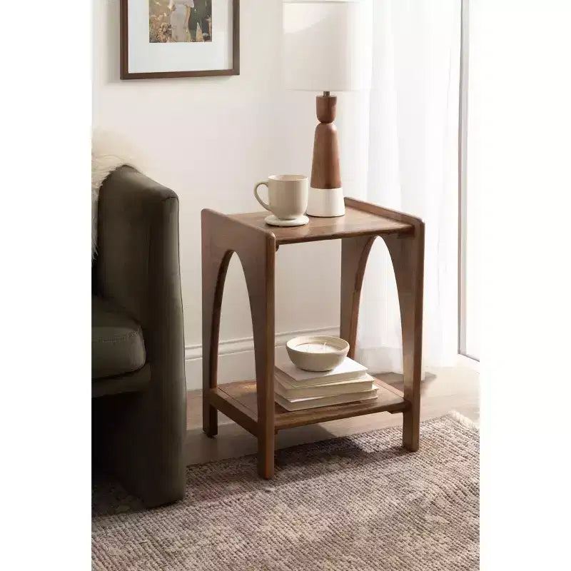 Tavolino in legno noce marrone 16x14x22 – Accento moderno per soggiorno