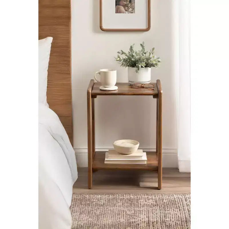 Tavolino in legno noce marrone 16x14x22 – Accento moderno per soggiorno