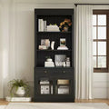 Polibi Modern Display Bookcase with 2 Glass Doors, Adjustable Shelf & Storage Drawer