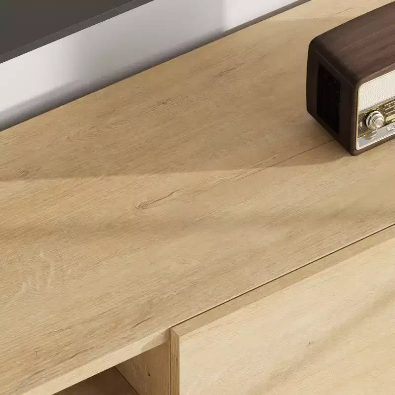 Mobile TV in stile industriale con due cassetti, adatto per TV da 80 pollici, mobile multimediale in legno per salotti